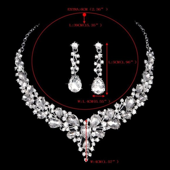 New Molie Bridal Austrian Crystal Necklace and Earrings Jewelry Set Gift… - Picture 4 of 14
